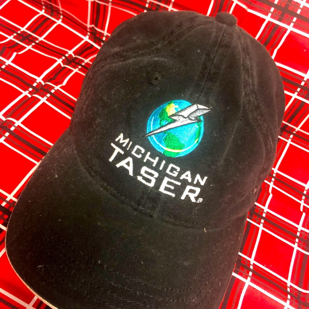 Michigan Taser hat. Corporate giveaway during sales presentation.